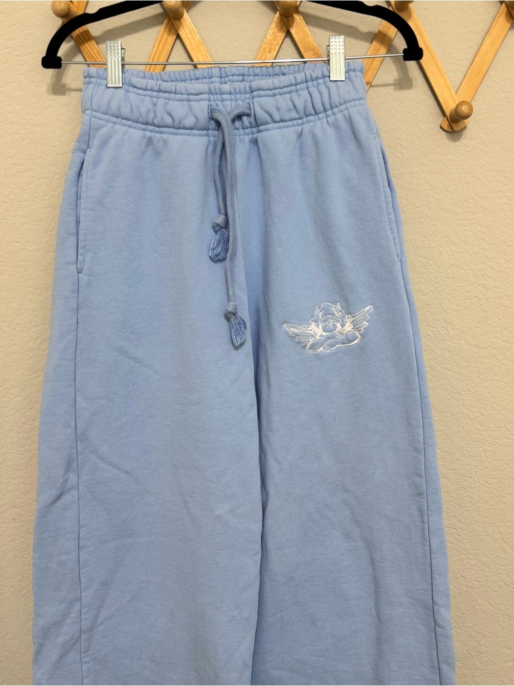 Boys Lie Brady Wide Leg High Rise Cotton Sweatpant in Baby Blue Size Small - Picture 3 of 8